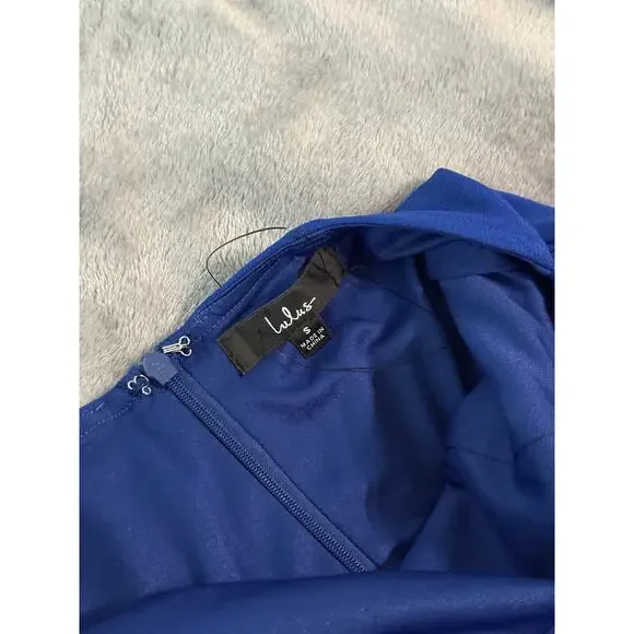 NWT Lulu’s Head to Cocktail Hour Royal Blue Halter Neck Maxi Dress Size Small - Picture 5 of 9